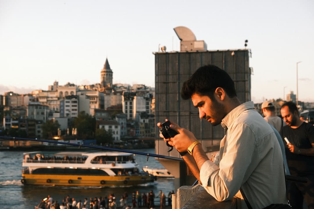 Traveler with smartphone in Istanbul, Turkey