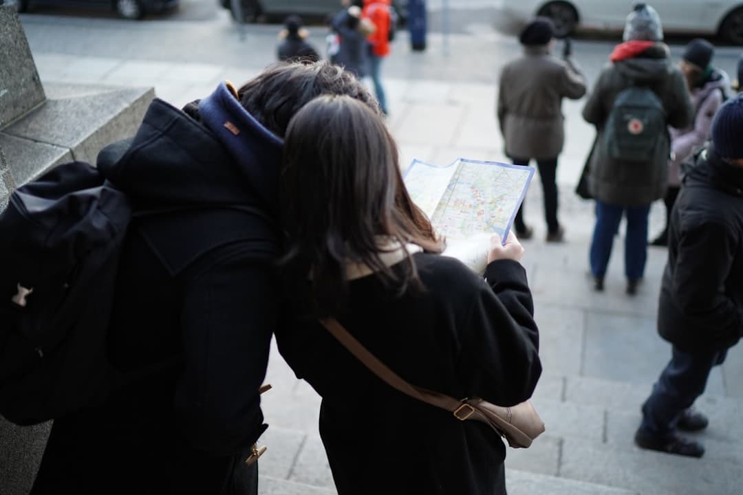 Traveler with smartphone in Berlin, Germany